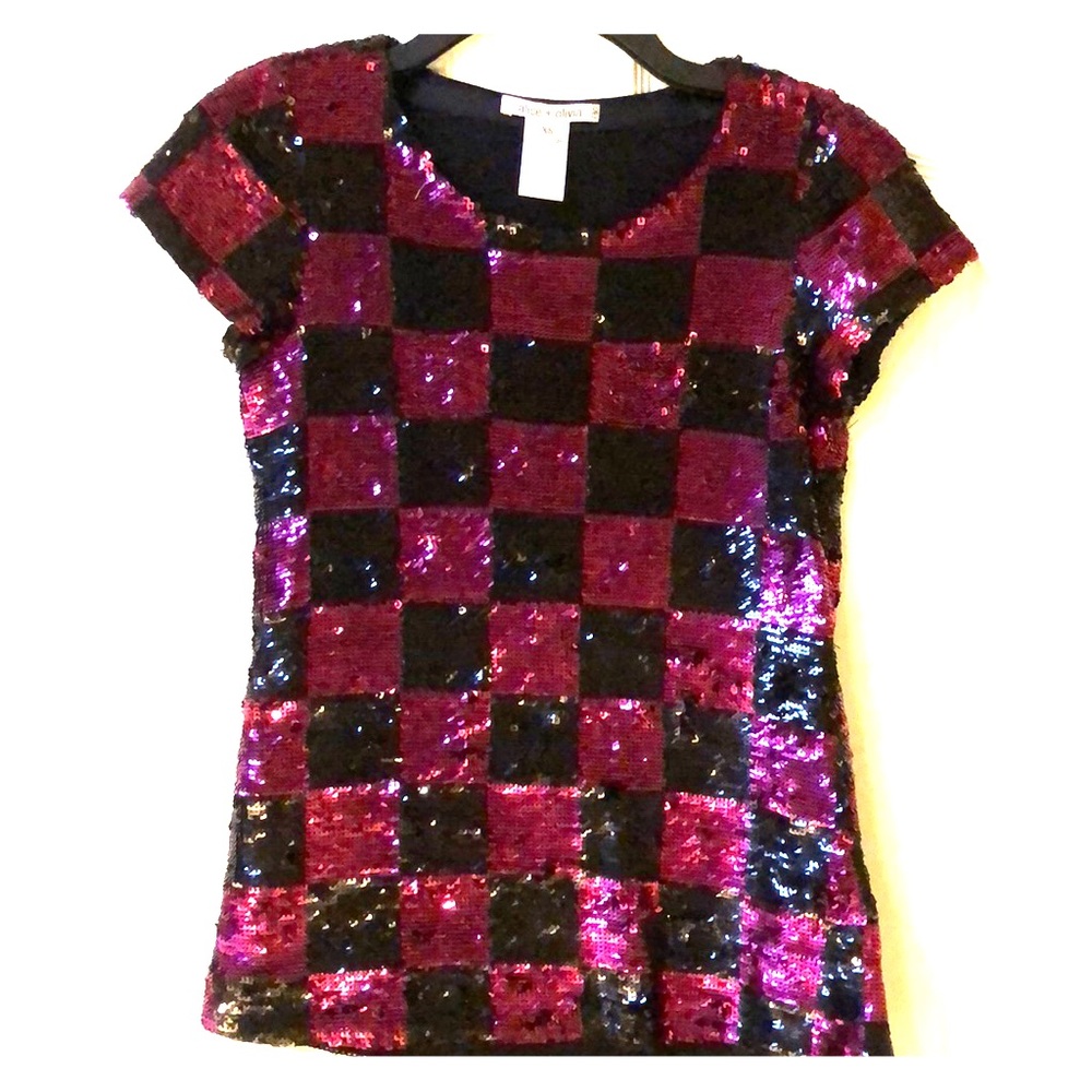 alice + olivia sequin top